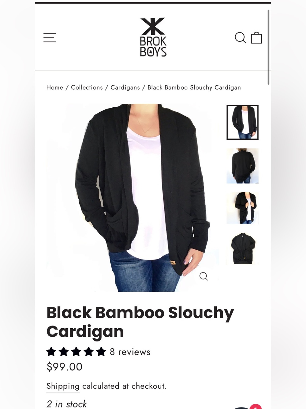 Brok Boys Black Slouchy Open-Front Cardigan - XL